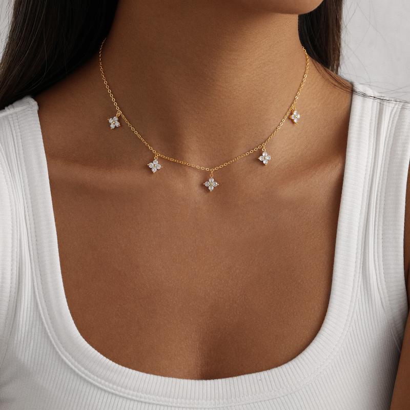 Velmora Five Bloom Necklace Duo — Gold & Silver