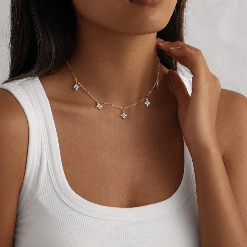 Velmora Five Bloom Necklace Duo — Gold & Silver