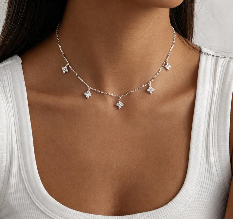 Velmora Five Bloom Necklace Duo — Gold & Silver