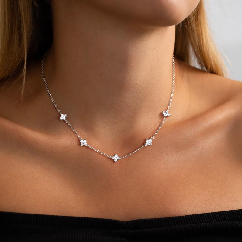 Velmora Five Bloom Necklace Duo — Gold & Silver