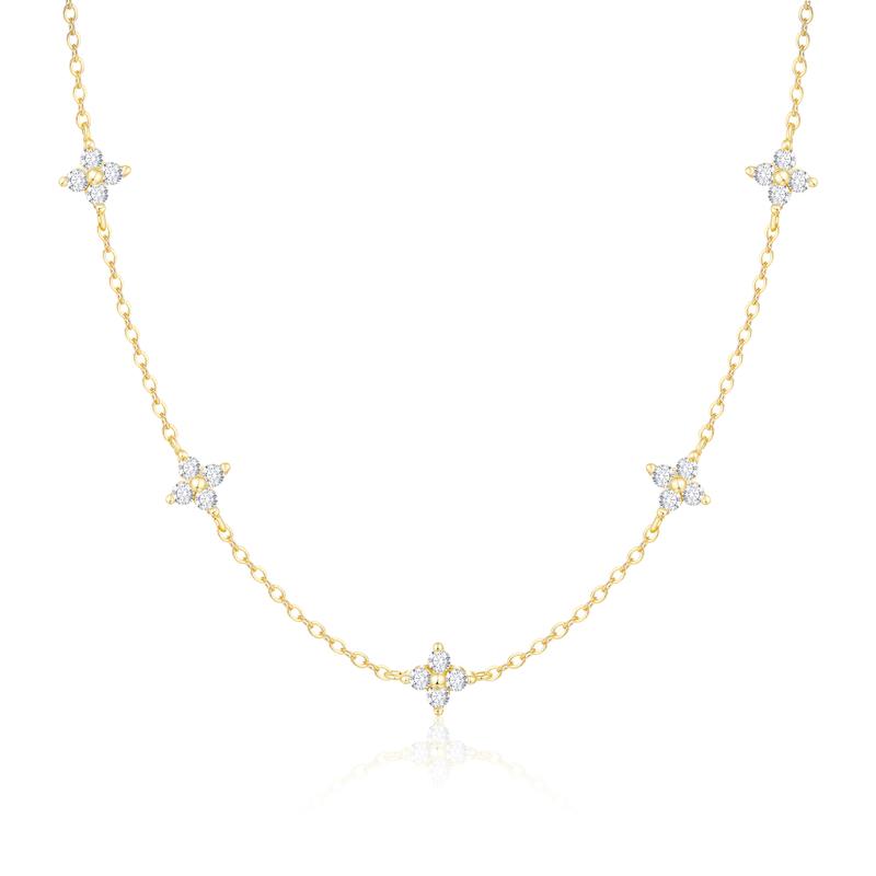 Velmora Five Bloom Necklace Duo — Gold & Silver